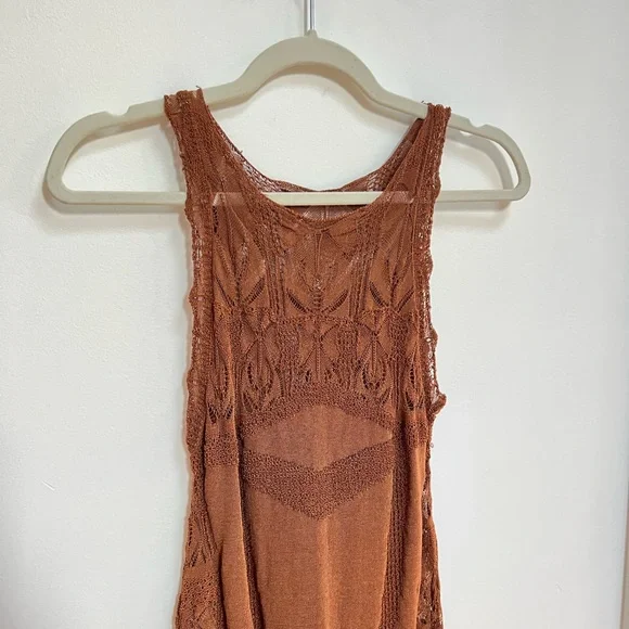 FREE PEOPLE one-of-a-kind Rust Crochet Dress - Picture 2 of 6